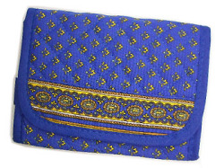 Provencal fabric wallet (Lourmarin. blue Ã— yellow)